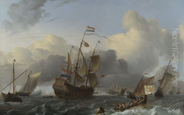 The Eendracht and a Fleet of Dutch Men-of-war Oil Painting by Ludolf Bakhuizen