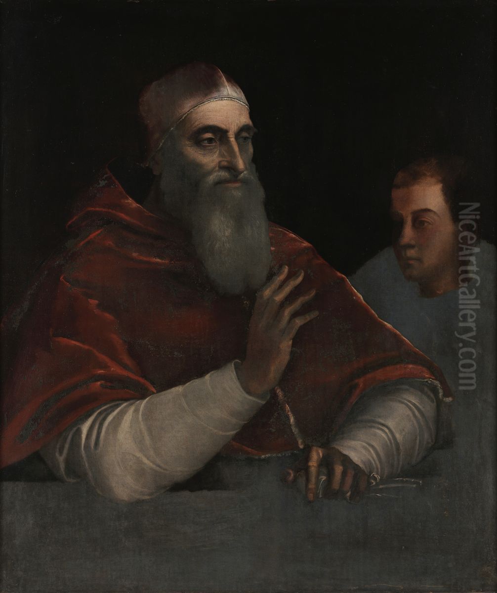 Ritratto di Paolo III con un nipote Oil Painting by Sebastiano Del Piombo