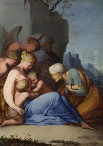 The Holy Family with Saints and Angels The Holy Family with Saints and Angels