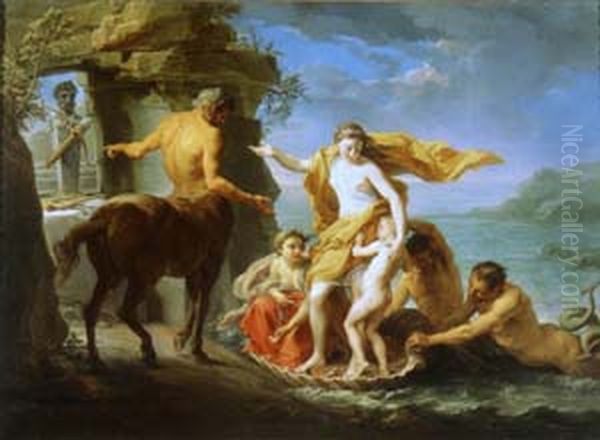 Teti affida Achille al centauro Chirone Oil Painting by Pompeo Batoni