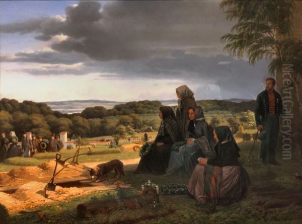 En ligfaerd Motiv fra det nordlige Sjaelland Oil Painting by Jorgen Valentin Sonne