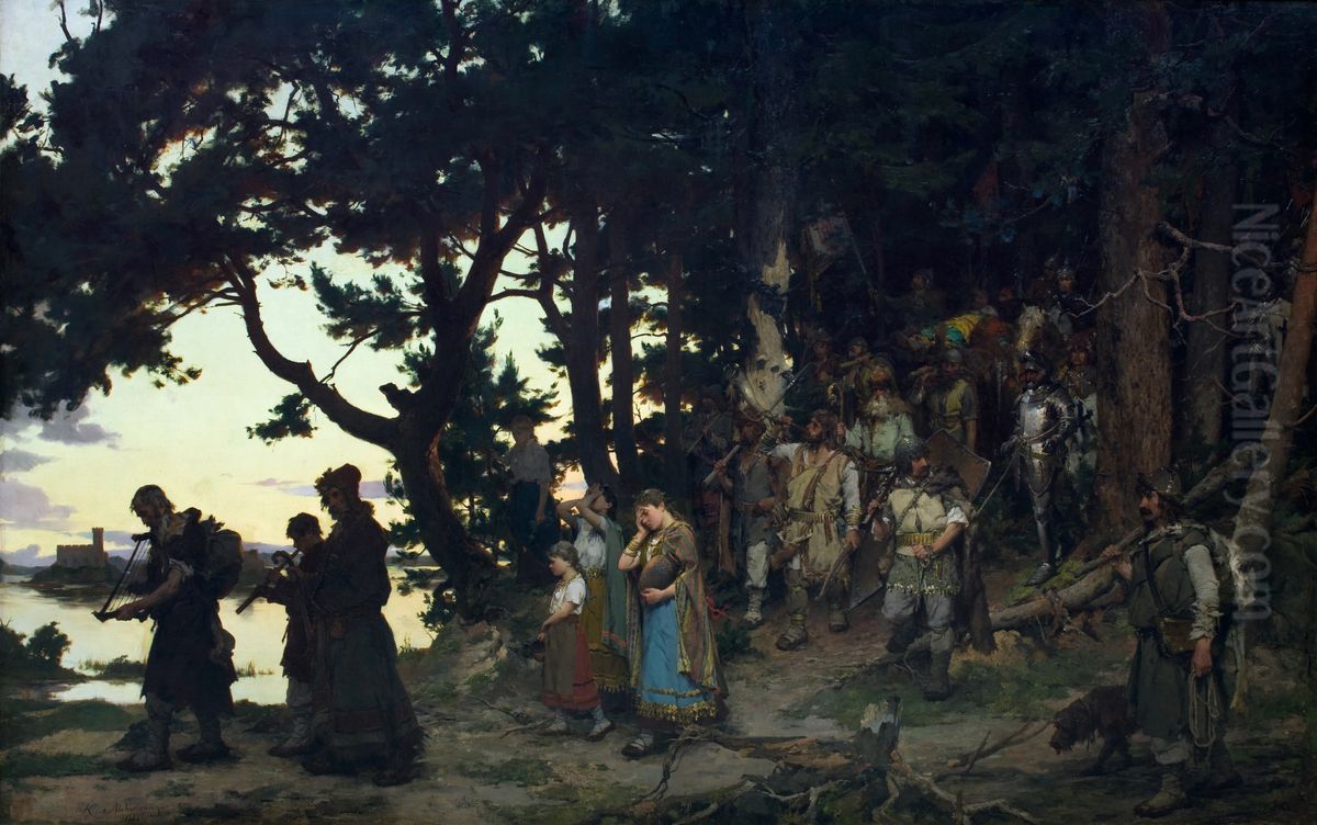 Gedymin'sfuneral Oil Painting by Kazimierz Alchimowicz