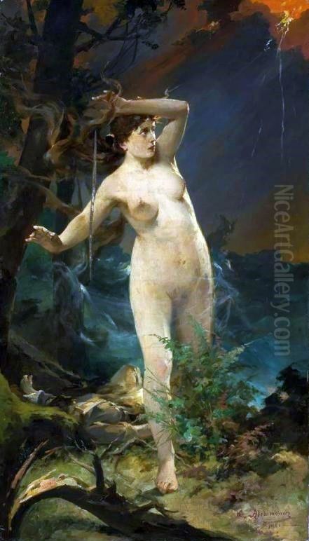 Goddess Milda (Lithuanian Venus). Oil Painting by Kazimierz Alchimowicz