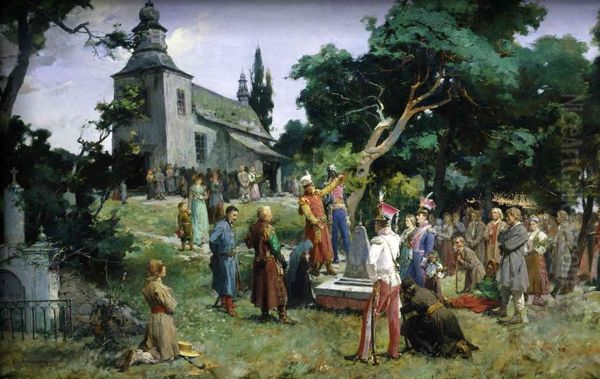 Heroes return Oil Painting by Kazimierz Alchimowicz