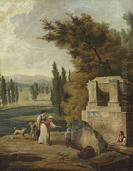<< Le parc d'Ermenonville >> Oil Painting by Hubert Robert