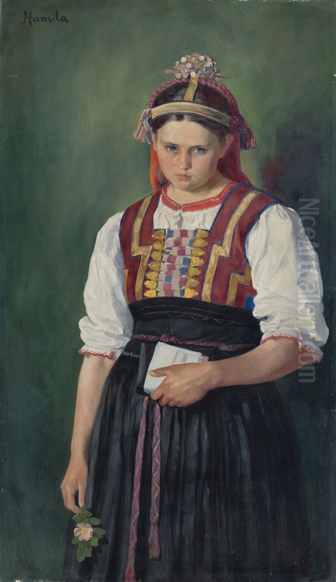 Za frajerom Oil Painting by Jozef Hanula