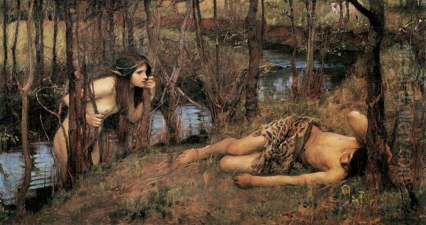 A Naiad Oil Painting by John William Waterhouse