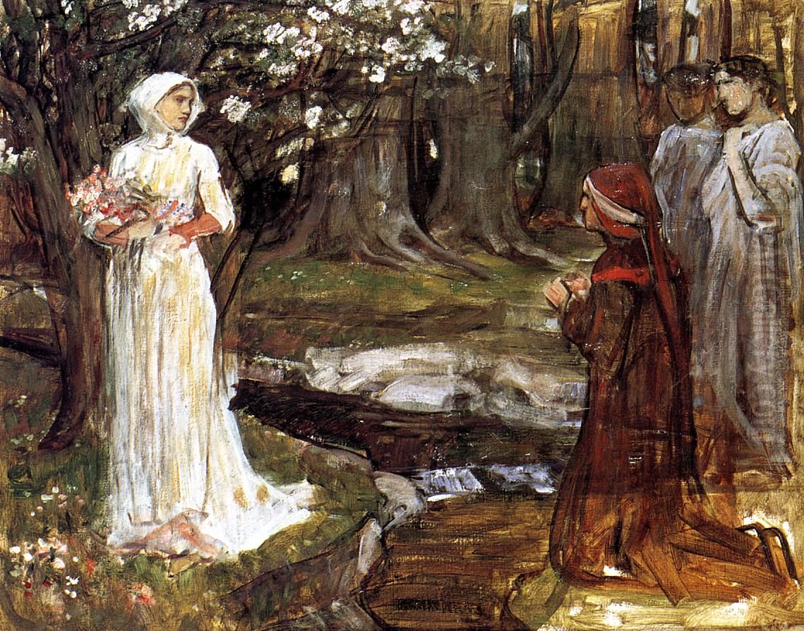 Dante and Matilda Oil Painting by John William Waterhouse