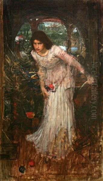 The Lady of Shalott (from the poem by Tennyson) Oil Painting by John William Waterhouse