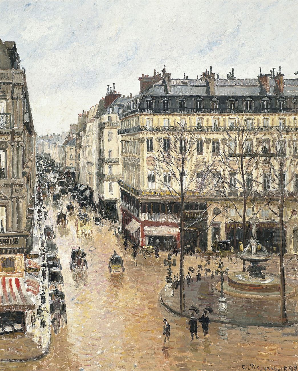 Rue Saint-Honore in the Afternoon. Effect of Rain Oil Painting by Camille Pissarro