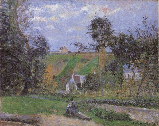 On the Bank of the ravine de Saint-Antoine, L'Hermitage, Pontoise Oil Painting by Camille Pissarro
