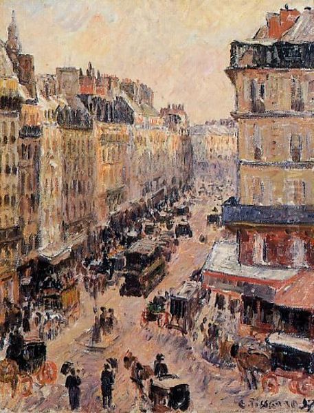 Rue Saint-Lazare, Effect of Sunlight Oil Painting by Camille Pissarro