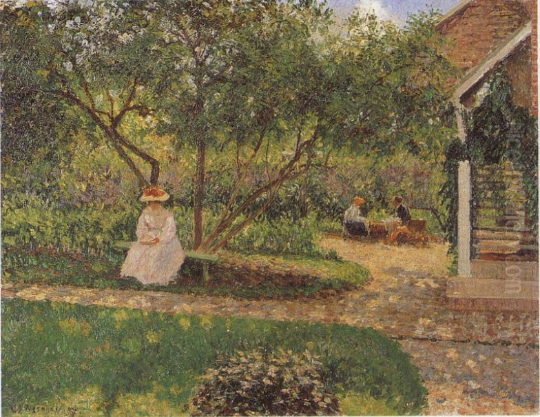 Un coin du jardin a Eragny Oil Painting by Camille Pissarro