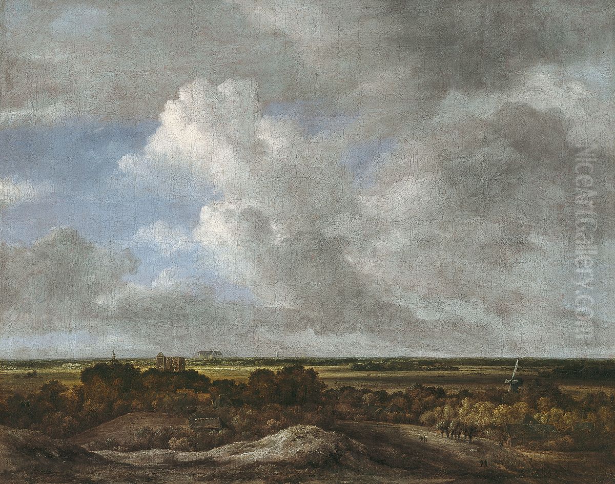 View inland from the coastal Dunes Oil Painting by Jacob Van Ruisdael