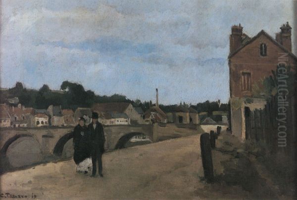 Udsigt over Pontoise, Pothuis kajen Oil Painting by Camille Pissarro