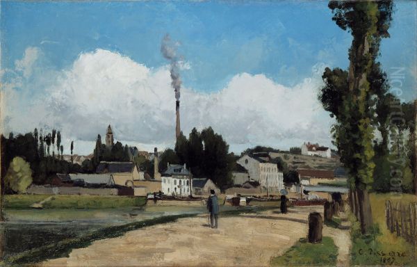 Bords de l'Oise a Pontoise (Banks of the Oise at Pontoise) Oil Painting by Camille Pissarro