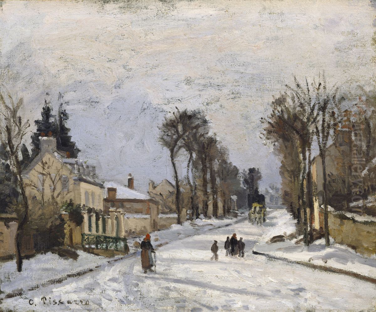 Route de Versailles a Louveciennes, effet de neige Oil Painting by Camille Pissarro