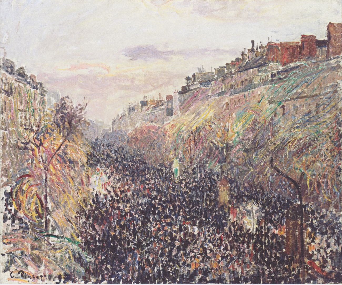 Faschingsdienstag auf dem Boulevard Montmartre bei Sonnenuntergang Oil Painting by Camille Pissarro