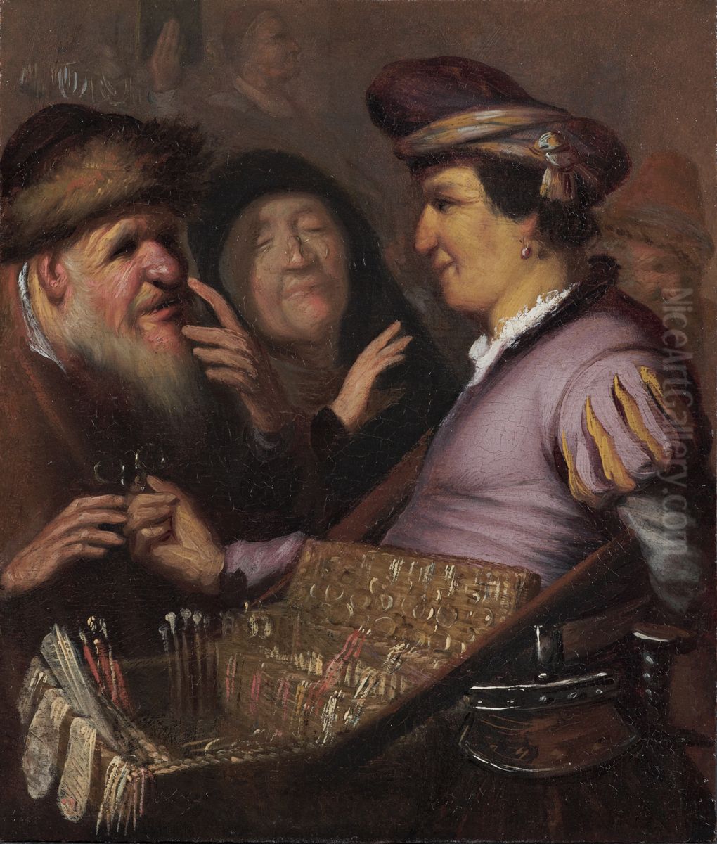 Spectacles Seller Oil Painting by Rembrandt