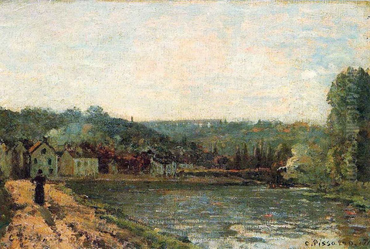 Banks of the Seine at Bougival Oil Painting by Camille Pissarro