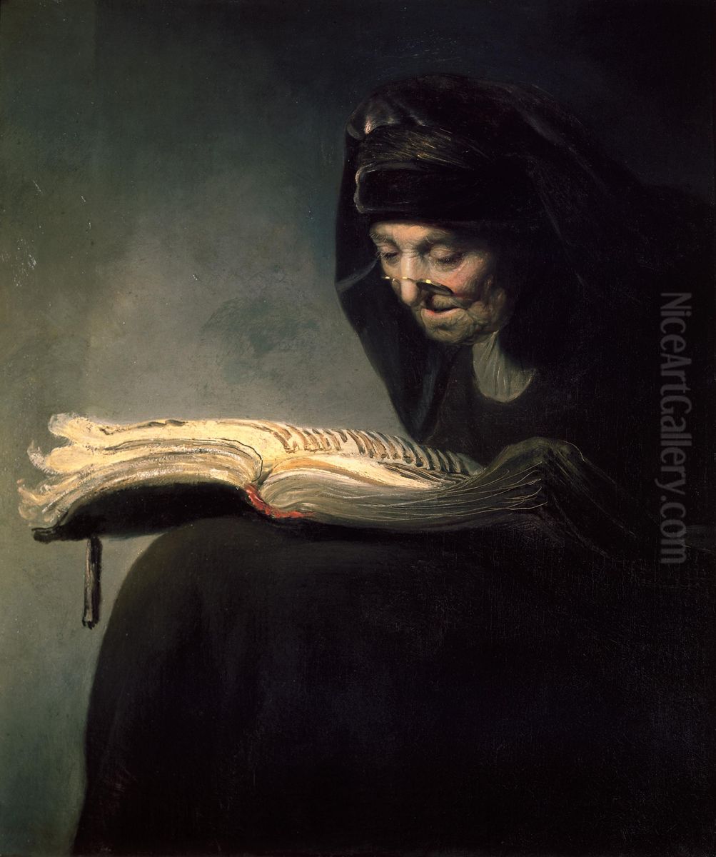 Rembrandt's mother, reading Oil Painting by Rembrandt
