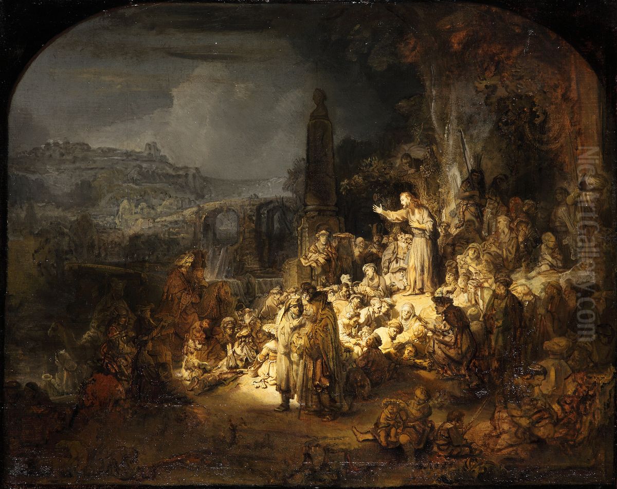Die Predigt Johannes des Taufers Oil Painting by Rembrandt