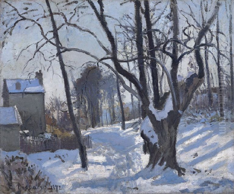 Louveciennes, Chemin de Creux / Louveciennes, neige Oil Painting by Camille Pissarro
