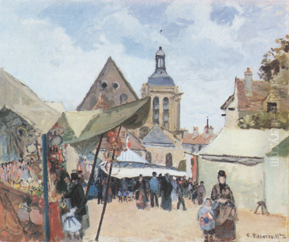 Fete Septembre, Pontoise Oil Painting by Camille Pissarro