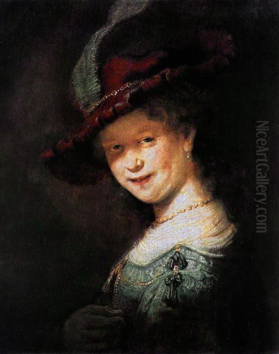 Saskia van Uylenburgh als Madchen Oil Painting by Rembrandt