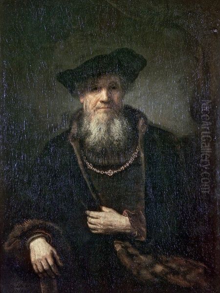 Old Man with Fur Coat Oil Painting by Rembrandt