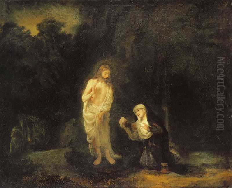Christus verschijnt voor Maria Magdalena (Noli me tangere) Oil Painting by Rembrandt