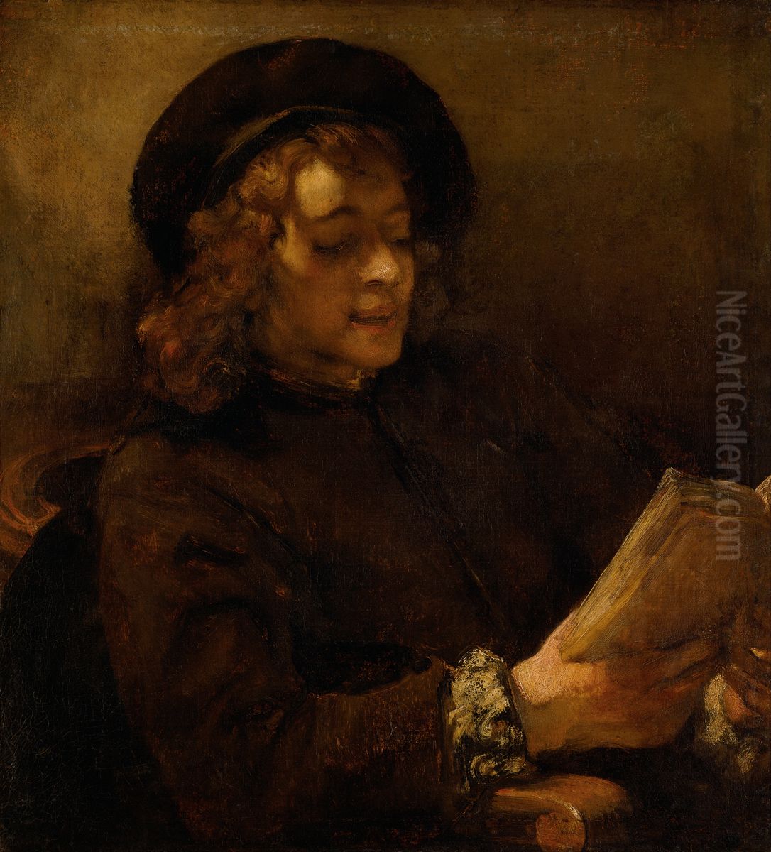 Titus van Rijn, the Artist's Son, Reading Oil Painting by Rembrandt Titus van Rijn, the Artist's Son, Reading Oil Painting by Rembrandt
