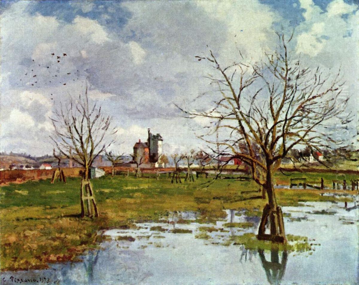 Flood at Saint-Ouen-L'Aumone Oil Painting by Camille Pissarro