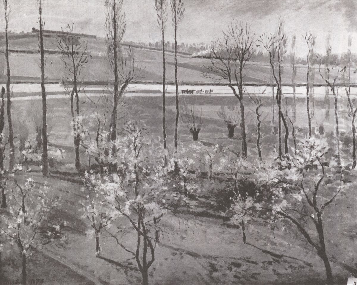 Bords of the Oise, Le Chou, Pontoise Oil Painting by Camille Pissarro