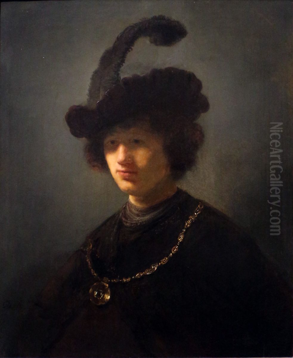 Young Man with a Plumed Hat Oil Painting by Rembrandt Young Man with a Plumed Hat Oil Painting by Rembrandt