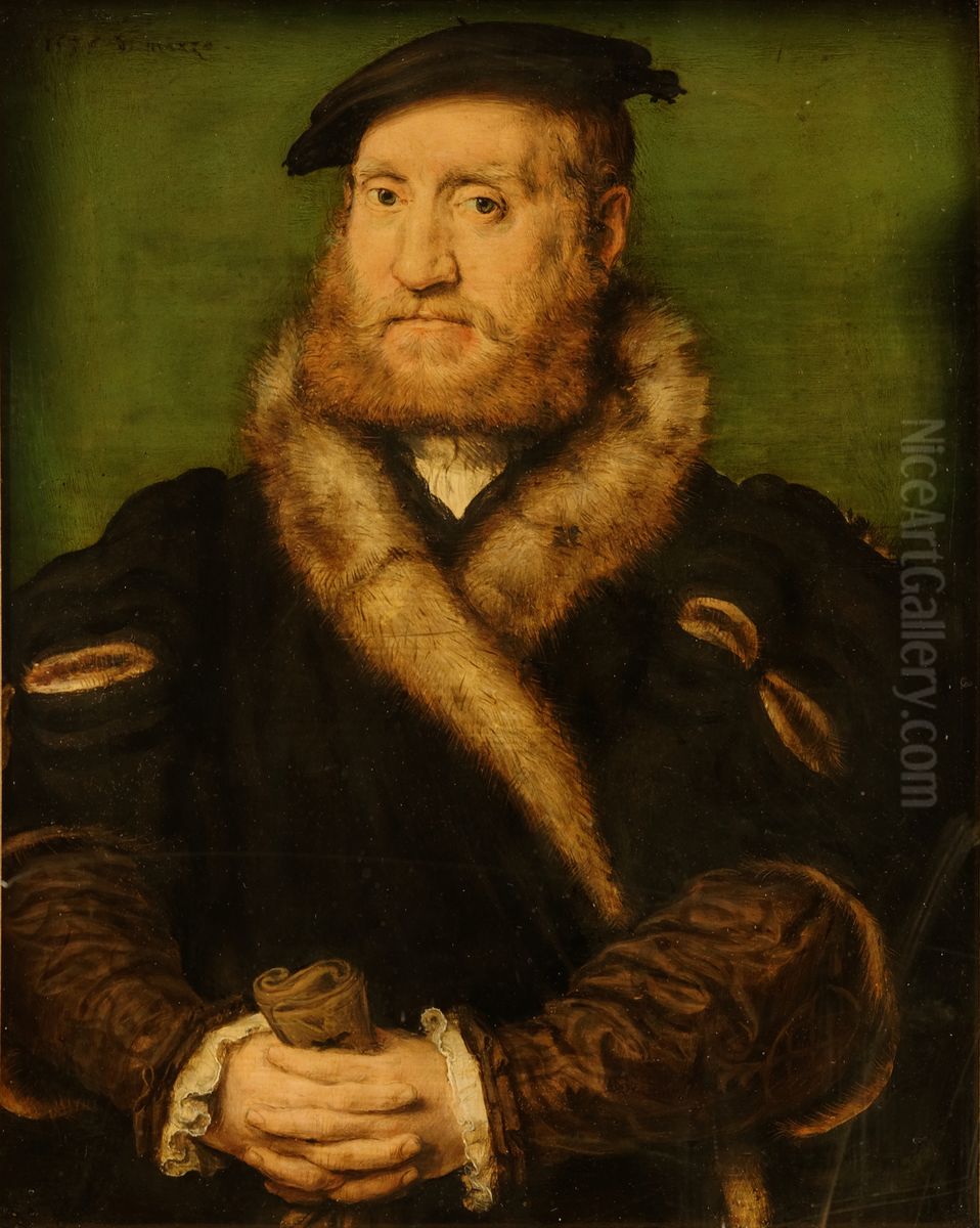 Bartiger Mann im Pelz Oil Painting by Corneille De Lyon