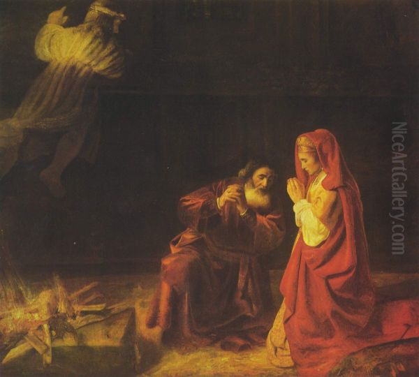 Manoah's sacrifice Oil Painting by Rembrandt