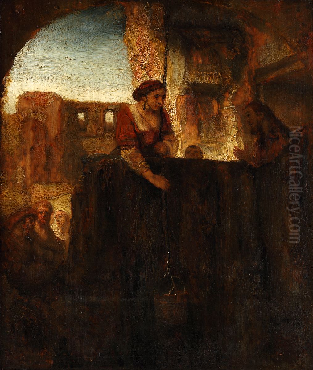 Christus und die Samariterin am Brunnen Oil Painting by Rembrandt