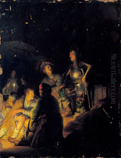 Nocturnal biblical scene Oil Painting by Rembrandt