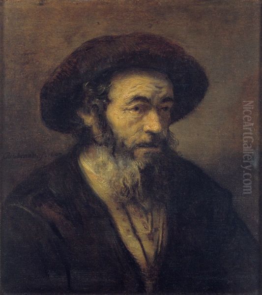 Old man with beard looking right Oil Painting by Rembrandt