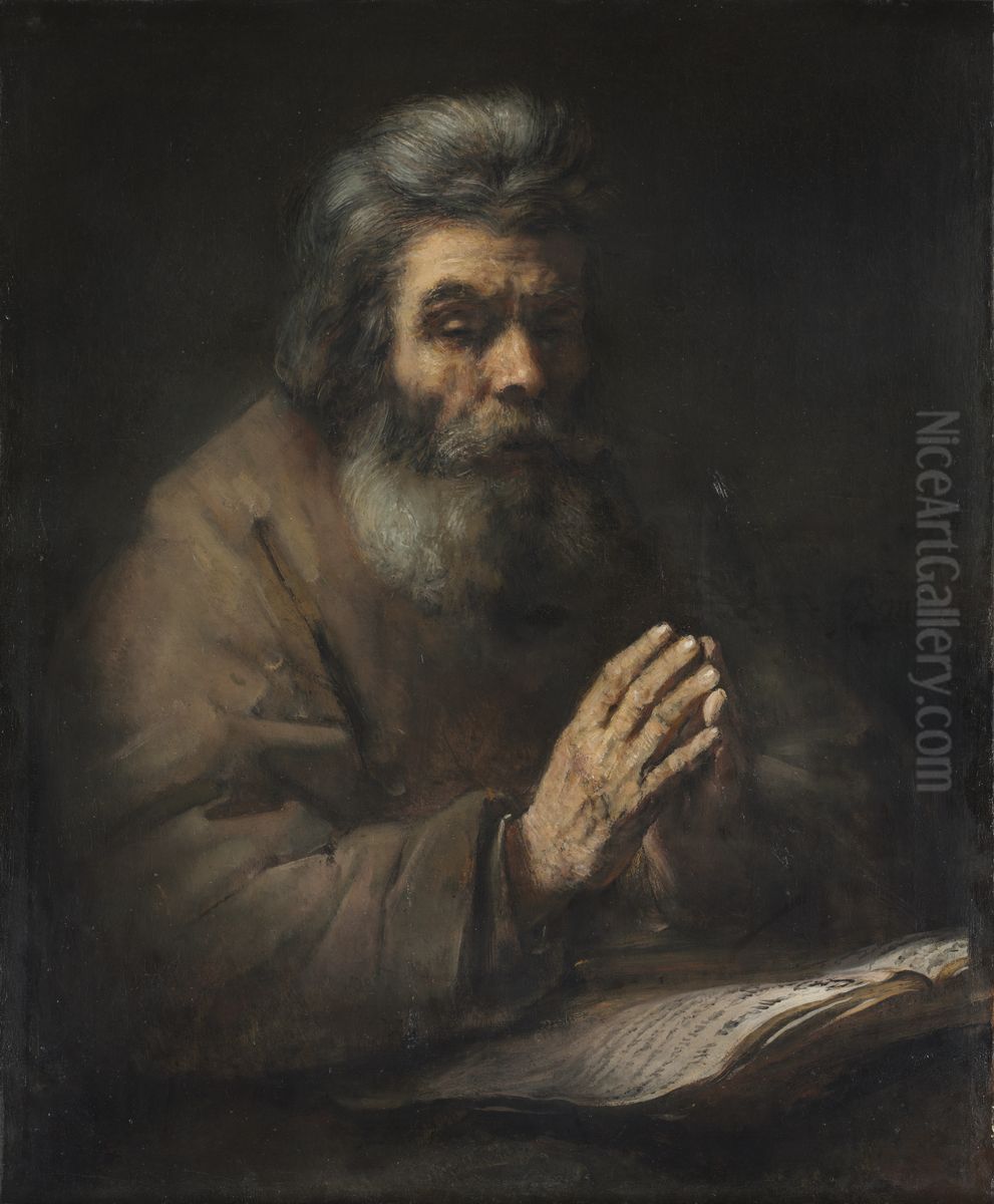 An Elderly Man in Prayer Oil Painting by Rembrandt