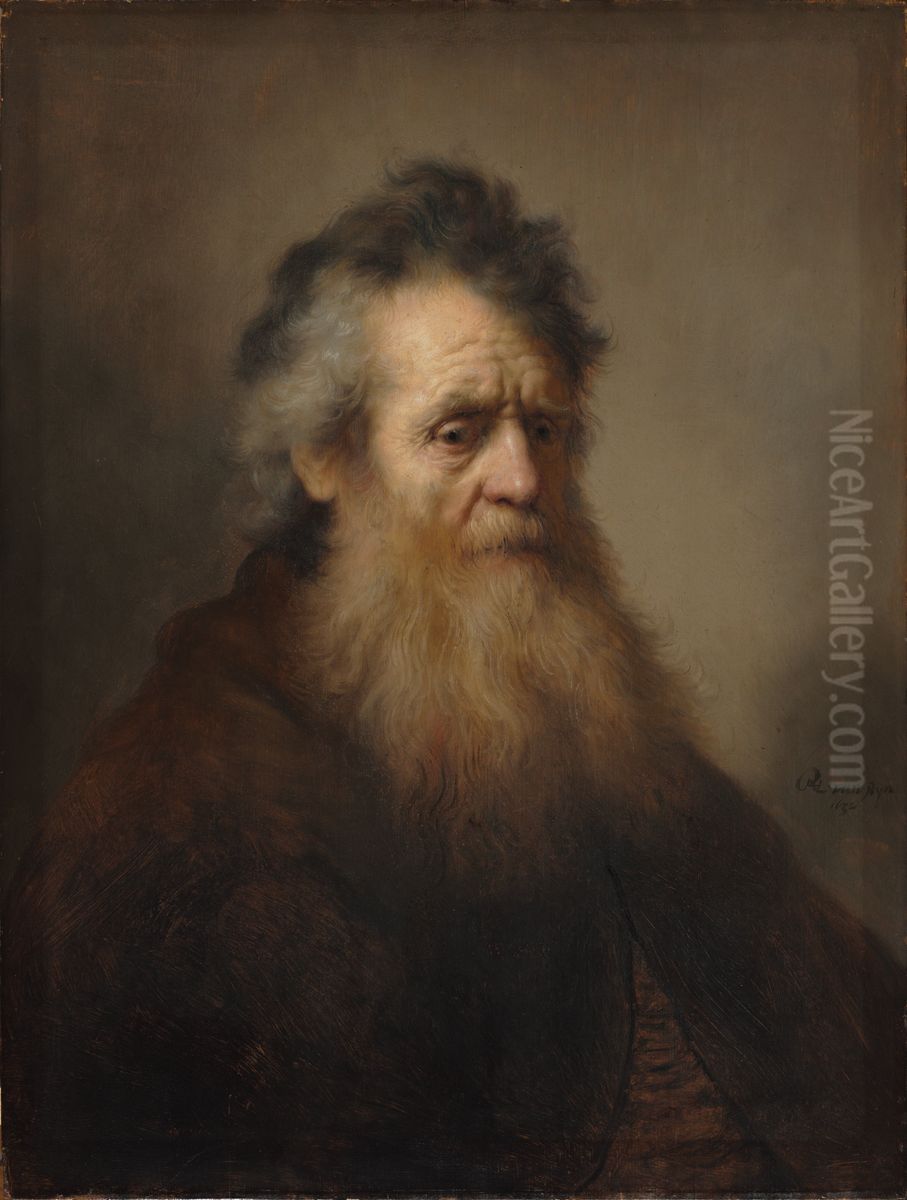 Borststuk van een oude man Oil Painting by Rembrandt