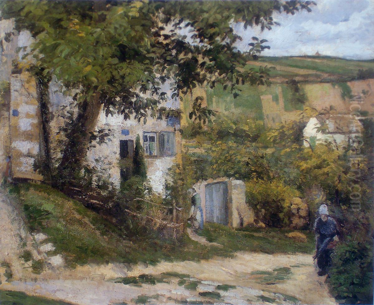 Rue de la Cote-du-Jalet, the 'Rondest House', Pontoise Oil Painting by Camille Pissarro