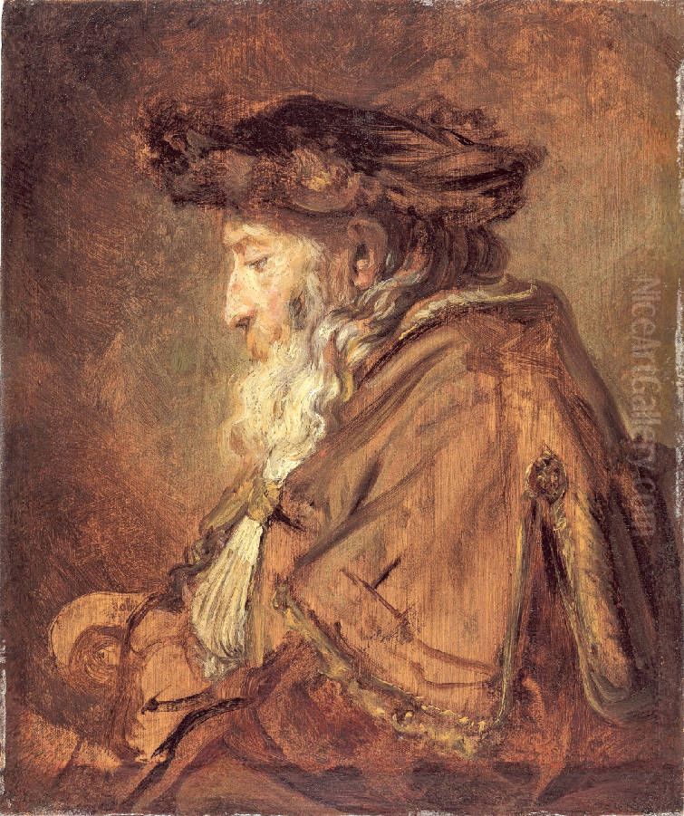 Portrait of an Old Man (Possibly a Rabbi) Oil Painting by Rembrandt