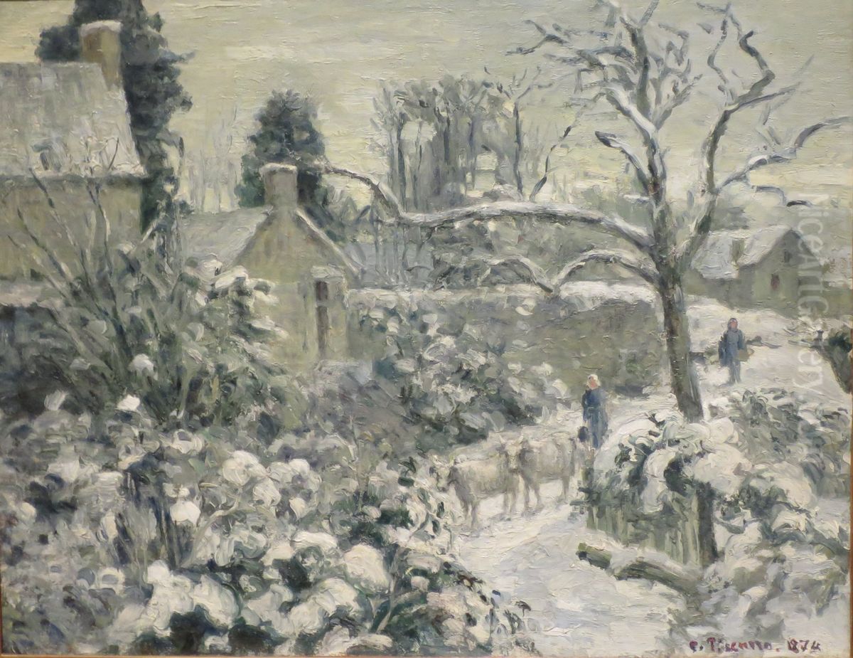 Snowscape with Cows at Montfoucault Oil Painting by Camille Pissarro Snowscape with Cows at Montfoucault Oil Painting by Camille Pissarro