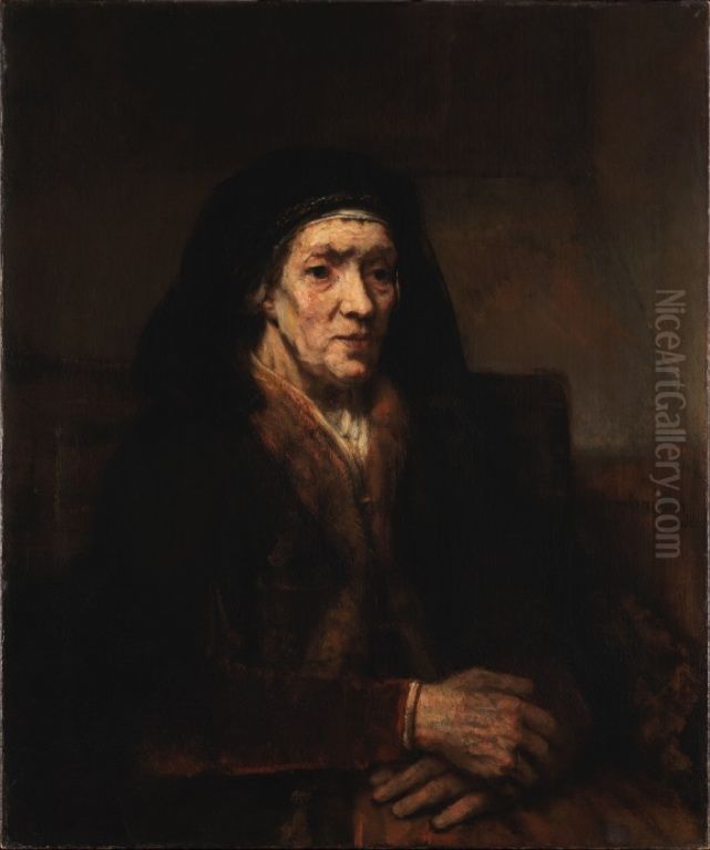 old woman looking right Oil Painting by Rembrandt