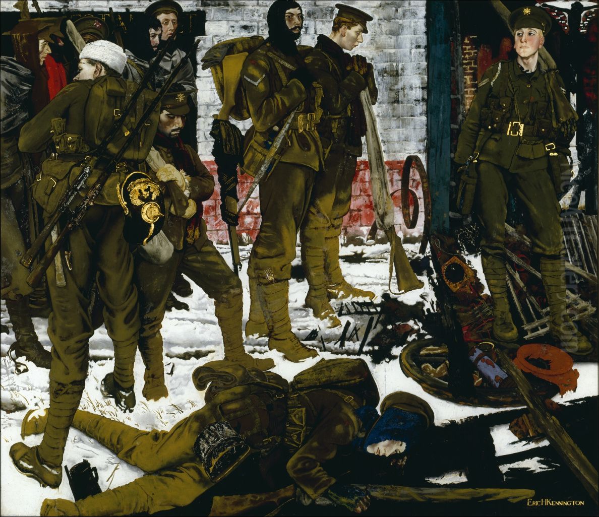 The Kensingtons at Laventie Oil Painting by Eric Kennington