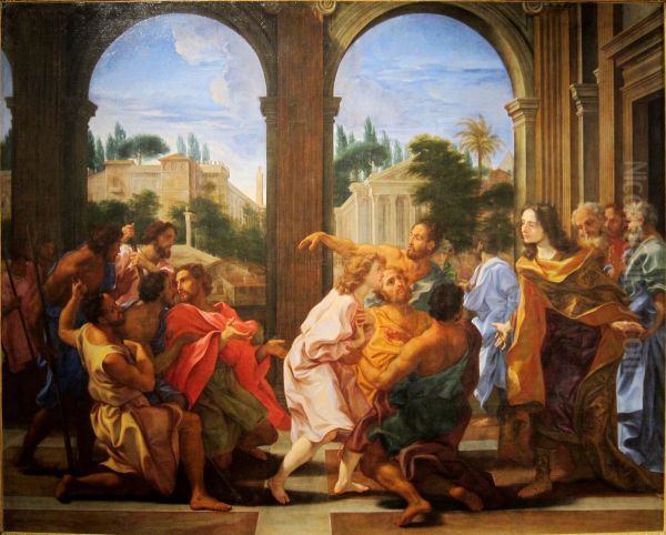 Joseph recognized by his brothers Oil Painting by Giovanni Battista Gaulli