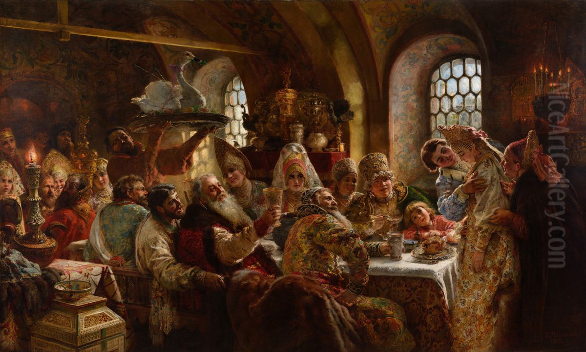 A Boyar Wedding Feast Oil Painting by Konstantin Makovsky A Boyar Wedding Feast Oil Painting by Konstantin Makovsky