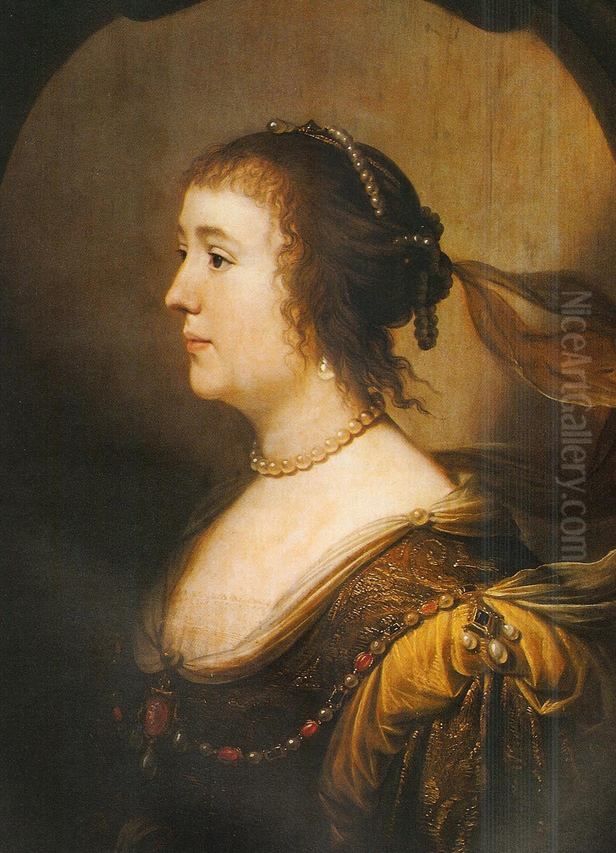 Portret van Amalia van Solms (1602-1675) Oil Painting by Gerard van Honthorst
